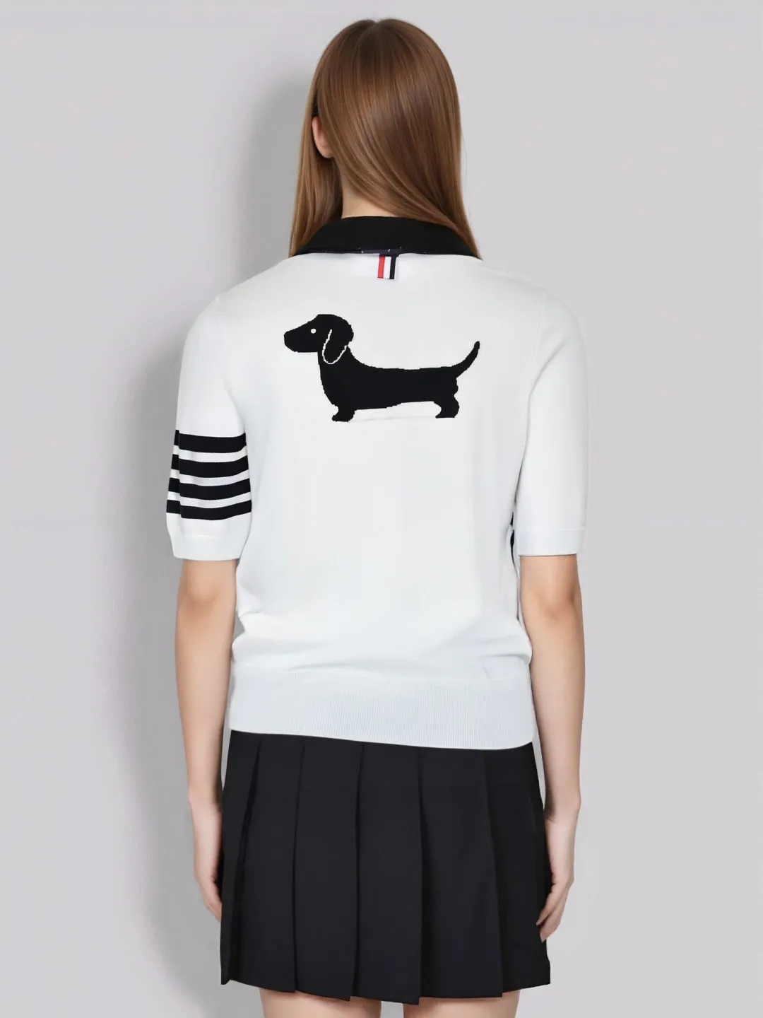 ：M 30（TB POLO ） THOM BROWNE TB POLO Classic Breathable Authentic Quality + Authentic Size：0/1/2 ：White/Navy Blue/Gray